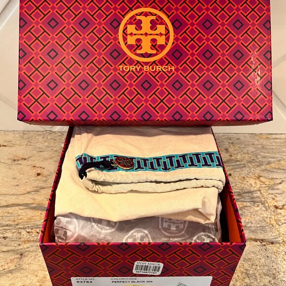 Tory Burch  Studded Black and Gold Flip Flop - Picture 3 of 7